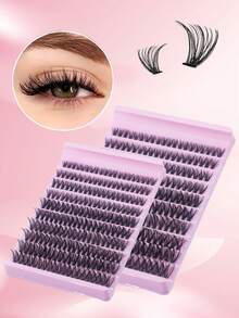 200 piezas Rizado D-DD, Kit de extensión de pestañas premium - 40D - Hazlo tú mismo en casa, Volumen ruso, Racimo, Esponjoso, Estilo mixto - 10-16mm - Adecuado para principiantes y reutilizable, Uso diario, Efectos especiales de vacaciones, Regalo de vacaciones - DD - Ver 4