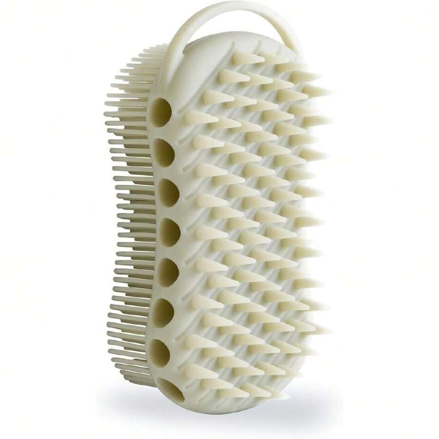Double-Sided Exfoliating Silicone Bodcrubber, 2-In-1 Bath Scrubber, Shampoo Brush, Silicone Loofah For All Skin Types, Shower Bodcrubber, Easy To Clean, Lather Well (Gray),38470941 - 寶藍色 - 查看 1