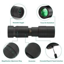 Telescopio monocular cómodo y compacto, telescopio monocular portátil potente y de alta definición, adecuado para una variedad de ocasiones. - Oscuro - Ver 5