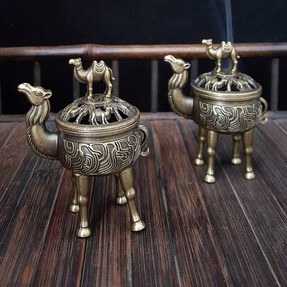 1个优雅骆驼造型香炉，精致动物造型，奢华中东风格香炉，适用于复活节、情人节、书架、客厅、办公室、卧室、厨房、咖啡厅装饰、桌面摆放，也适合冥想、瑜伽、放松、户外水疗装饰。