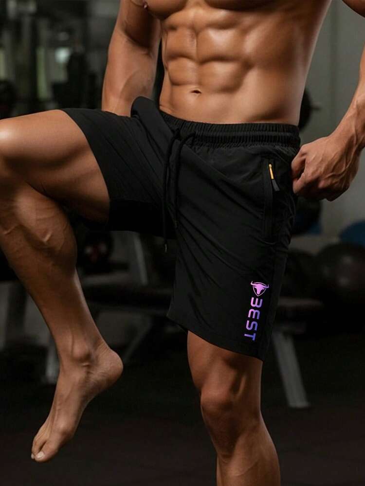 Quần short nam nhẹ, thoáng khí, nhanh khô, thích hợp cho thể thao ngoài trời, thời trang thường ngày, quần đôi, màu đen mùa hè. - màu đen - Xem 1