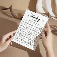32pcs Unique Gender Reveal Bingo Game Cards, Pre-Filled Fun Children's Birthday Party Activity, Neutral Minimalist Style (White/Brown) - Multicolor - View 5