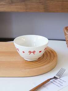 1pc Embossed Polka Dot Bow Ceramic Bowl, Elegant Butterfly Dessert Bowl, Minimalist High-Quality, Suitable For Daily Home Ceramic Bowls, Kitchen Utensils, Party Gathering Plates, Afternoon Tea Dessert Plates, Cake Plates, Gift - Multicolor - View 11