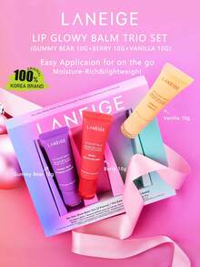 Laneige 唇部润唇膏三件套（小熊软糖味 10g，浆果味 10g，香草味 10g），水润亮泽质地，保湿不粘腻，深层滋润，补水滋养，韩妆，韩国彩妆