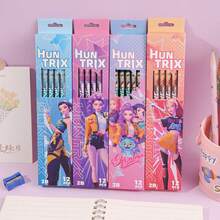 Mattel 12pcs/Set Creative Pencils For Girls, Student Grade HB Round Wooden Pencils - Multicolor - View 5