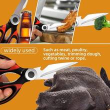 Kitchen Shears Set Of 2, Heavy Duty Kitchen Scissors Seafood Scissors, Stainless Steel Food Cooking Scissors Meat, Fish, Poultry, Vegetables, Chicken, Dishwasher - 黑色+紅色 - 查看 4