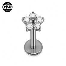 1PC Titanium Flower Zirconia Lip Piercing Internal Thread Cz Small/Large Flower Labret Tragus Ear Cartilage Flat Piercing Nose Piercing Jewelry