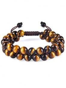 Natural Tiger Eye, Cat Eye, Green Turquoise, Red Vein, Black Obsidian, Green Ghost Beaded Bracelet, Handmade Woven Unisex Bracelet - Bracelet - View 17