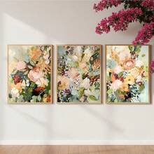 3pcs Soft-Toned Wildflower Print Paintings, Bohemian Plant Wall Paintings, Retro Floral Home Decoration, Frameless Modern Abstract Gallery Art, Wall Decoration, Canvas Paintings, Suitable For Living Room, Bedroom, Kitchen, Home Office, Cafe, Bar, Dormitory, Corridor, Room Decoration - Green - View 11