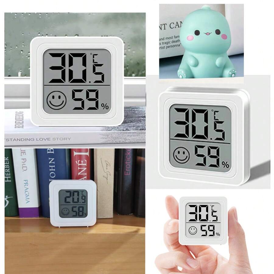 1/2/3个装迷你室内温湿度计液晶数字温湿度计,适用于室内 - 精准温湿度监测,电池供电,安装简便,白色(仅摄氏度),室内气候监测 | 现代美学设计 | 简约白色外壳 - 白色 - 查看 1
