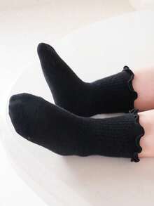 1双带荷叶边装饰的婴儿袜，柔软舒适的女童船袜 - 彩色 - 查看 7