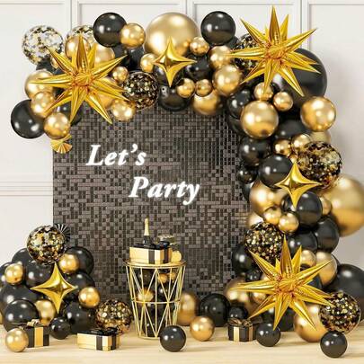126pcs Black And Gold Balloon Arch Kit, Party Decorations Suitable For New Year Ball, Anniversary, Graduation, Wedding, Retirement, Bachelorette, Birthday Celebration For Men And Women