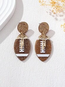 1 Pair Fashion Bow & Rugby Ball Pendant Earrings - Multicolor - View 2