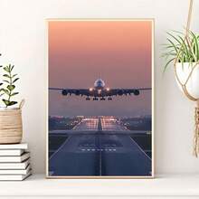 1pc  Canvas Wall Art - Large Airplane  Sunset Aviation Poster, Modern Vertical Wall Decor For Living Room, Bedroom, Office,  Inch, Ready To Hang, Unique Gift For Travel Enthusiasts, Airplane Decor, Home Decoration, Contemporary Poster, Highquali - 彩色 - 查看 2