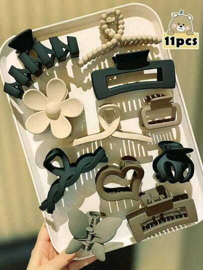 11pcs/Set Fashionable & Elegant Hair Clips, Practical & Stylish, Ideal Gift For Girls, Suitable For Commuting & Casual Occasions, Adding Simple & Refined Touch To Your Look