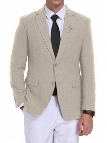 WindsorQuad Bộ vest nam vải tweed xương cá 1 mảnh, áo blazer, bộ vest thanh lịch cho nam giới, dáng ôm, thích hợp cho công sở, đám cưới, dạ hội, tiệc tùng, phong cách quý tộc cổ điển. - Rượu sâm banh - Xem 3