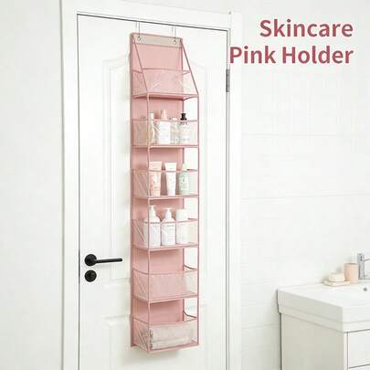 1pc 6-Layer Over-The-Door Hanging Storage Bag, Makeup Organizer Wall Mount, Large Capacity Mesh Transparent Pocket Hanging Storage Bag, Suitable For Kitchen, Nursery, Bathroom, Closet, Bedroom, Dorm, Baby Diapers, Children's Toys (6-Layer Multi-Color)