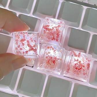 1个自粘式DIY树脂高透明干花键帽真花鲜花小满星机械键盘键帽单片OEM R4
