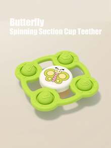 Quderbel Baby Toys, Cartoon Silicone Suction Cup Rotating Teether Toys, Chewable For Babies, Stroller, Highchair, Bath, Water Play Spinning Toys