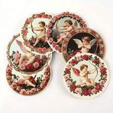 4pcs/6pcs/300pcs Cupid Printed Diatom Mud Coasters Are Suitable For Home Decoration, Coffee Shops, Afternoon Tea, Restaurant Decoration, Theme Parties, Daily Decoration, And Can Also Be Given As Gifts - Multicolor - View 5