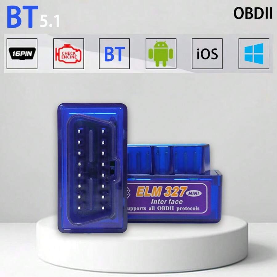 1 pieza Escáner inalámbrico BT OBD II OBD2 Lector de códigos y herramienta de diagnóstico para vehículos de 1996 y talla grande nuevos (EE. UU.) / 2003 y talla grande nuevos (UE) - ELM327 - Ver 1