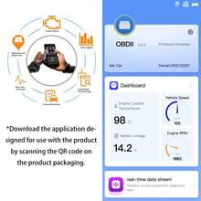 1 pieza Escáner inalámbrico BT OBD II OBD2 Lector de códigos y herramienta de diagnóstico para vehículos de 1996 y talla grande nuevos (EE. UU.) / 2003 y talla grande nuevos (UE) - ELM327 - Ver 3