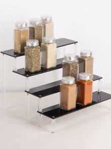 1pc Acrylic Multi-Tier Storage Rack, 1-5 Layers Shelves, Tiered Display Stand For Perfume, Skincare, Cosmetics, Suitable For Living Room, Bathroom, Bedroom, Home Decor , Makeup Room Decor - Black - View 3