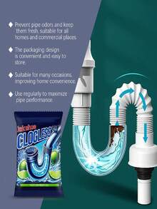 jakehoe 20/10/8/1pc Drain Cleaner Powder, Bathroom & Kitchen Pipe Clogging Remover, Dissolve & Clean, Deodorize - Powdery - View 5
