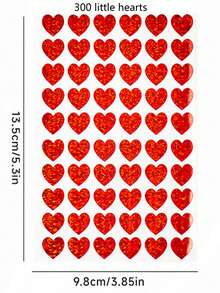 300 pièces/5 feuilles, 60 pièces/1 feuille Autocollants en forme de petit cœur rouge holographique. Convient pour la décoration de boîte-cadeau, sac-cadeau, enveloppe, tableau de récompense et scrapbooking DIY pour la Saint-Valentin - Multicolore - Voir 9