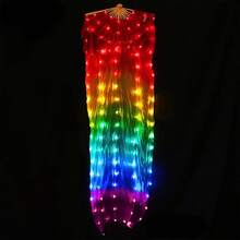 LED Silk Fans Veils For Belly Dance For Adults Women Girls, Rave Halloween Fairy Angel Wings Costume, Worship Praise Dance- 1.8m Long Bamboo Fans Veil Hand Made Silk Fans For Dance/Outdoor - 舞蹈扇子 - 查看 12