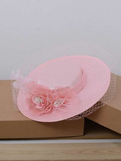 French Elegant Hat, Suitable For Decoration At Banquets And Weddings, Ladies' Cocktail Hat, Elegant Gift Hat For Women, Birthday Party Headwear, Banquet Dress-Up Hat, Black Hat, Horse Racing Event Hat, Formal Dress-Up Hat.