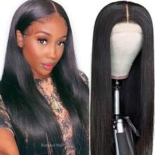 200% Density Human Blended Brazilian Hair Wigs 13X4 Lace Front 200% Density Bob Wig Pre Plucked Hd Lace Short Wig Natural Black Color Straight Bleached Knots Natural Black Color Wigs For Women - Natural & Black - View 2