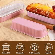 Paquete de 50 moldes de con tapas,rectangulares de 200ML,mini moldes para hornear pan,latas de aluminio para magdalenas (Oro) - negro - Ver 4