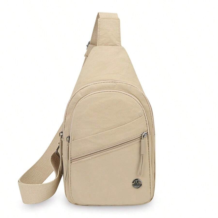 1 Piece Of Anti-Splashing Oxford Cloth Shoulder Bag, Which Can Be Used As An Outdoor Breast Bag, Neatly Stored In Multiple Compartments, Light And Easy To Carry, Equipped With Mobile Phone Lipstick Keys, Practical For Daily Hiking, Dirt-Resistant And Anti-Manufacturing Adaptation To Multiple Scenes - 卡其色 - 查看 1