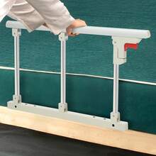 Aohuada 3-Section Bed Rail, Silver Adjustable Bed Handrail For Elderly & Seniors - Easy To Clean Smooth Surface Safety Rail, Bed Assist Handle For Getting In/Out Of Bed, Fall Prevention Mobility Aid - Silver+White - 查看 4