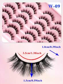 14 pares de pestañas postizas esponjosas y voluminosas Enchuw, pestañas falsas de visón reutilizables, pestañas de maquillaje - Negro - Ver 2