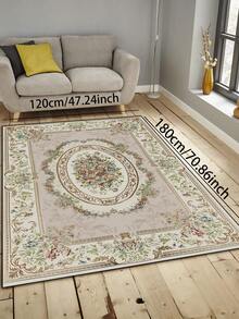 One Vintage Patterned Carpet With Modern Style Polyester Fiber Rectangular Mat With Raised Dot Details, Suitable For Living Room Home Use. ,Room Decor - Beige - View 10