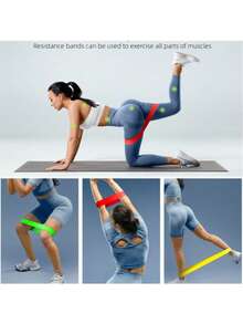 一套多功能普拉提训练套装 - 瑜伽阻力圈、瑜伽普拉提拉伸带、阻力带、乳胶拉伸带、瑜伽拉伸泡沫轴、健身瑜伽柱、滚轮、腿部训练器、九轮按摩滚轴 - 彩色 - 查看 4