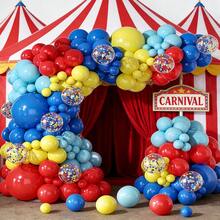 Carnival Circus Balloons Garland Arch Kit,133pcs Red Blue Yellow Rainbow Multicolor With Confetti Balloons For Carnival Theme Birthday Party Decorations - 彩色 - 查看 1