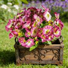 户外仿真花卉非常适合用于户外庭院花篮、花卉展示、营造春季田园风情、家居装饰，牵牛花仿真植物，6支装 - 彩色 - 查看 9