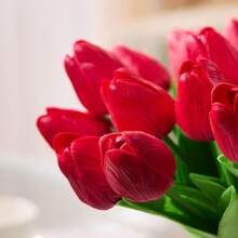 5/20 buc buchet de flori artificiale realiste cu lalele, textură realistă, potrivit pentru nuntă, cameră, casă, hotel, petrecere, evenimente, Ziua Îndrăgostiților, Anul Nou, ziua de naștere, cadouri de absolvire - roșu - Vizualizare 8