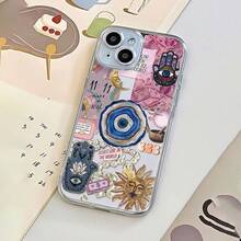 透明保护壳，饰有眼睛和太阳图案，防震软壳，兼容 17/16/15/14/13/12/11/7/8/SE/Plus/Pro Max/X/XS/XS Max/XR 系列，时尚创意，优雅手机壳提供高品质全面保护，男女通用 - 無色 - 查看 1