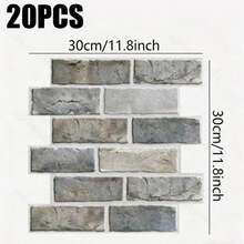 20片3D PVC仿砖自粘墙板，防水瓷砖墙贴，适用于浴室、厨房防溅板，易于清洁，小砖墙砖，适用于室内墙面、房车、出租房DIY装饰 - 彩色 - 查看 10