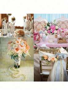 1卷白色珍珠串珠花环，装饰珍珠，美丽优雅的白色珍珠链，卷轴珍珠串珠花环，适用于婚礼派对生日珠宝配饰、婚礼生日派对装饰、DIY工艺品 - 彩色 - 查看 4