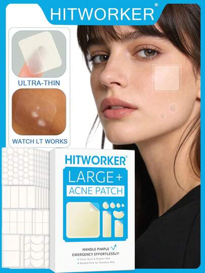 400 parches grandes para el acné - Parches de emergencia profesionales de hidrocolloid, aptos para rostro y Body, un total de 400 piezas, 6 tamaños, sin fragancia, aptos para todo tipo de piel, para limpieza y cuidado del acné, parches para el rostro, Body y acné leve