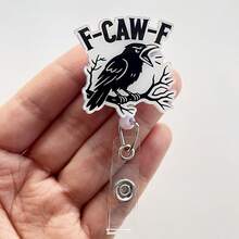 可伸缩D卡套卷轴，可爱卡通设计，护士医院胸牌套办公挂绳，1个装 - 黑色 - 查看 2