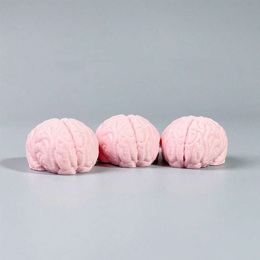 1pc 3D Printed Pink Funny Brain Keychain, Cute Bag Charm, Versatile Accessory