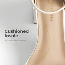 Women Low Heel Pump Sandals Open Toe Dress Shoes Ankle Strap Chunky Block Heeled Sandals For Autumn Prom Wedding Party Daily Wearing - trắng - Xem 5