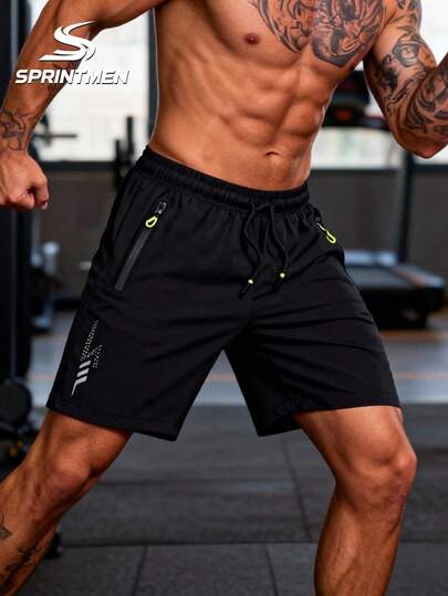 男士轻薄黑色运动短裤，弹力腰带配抽绳，跑步训练短裤，面料柔软，可机洗，夏季男士跑步训练，户外足球运动男友风短裤