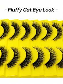 10 Pairs Cat Eye Effect False Eyelashes, Fluffy & Soft Black Lash Strands, Delicate & Natural, Dense Faux Mink, Full Strip Fake Eyelashes - Cat Eye Lashes - View 2